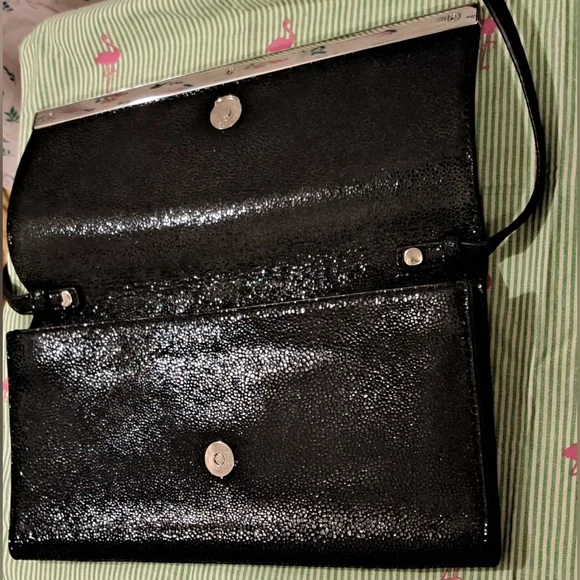 EUC Michael Kors Sparkly Metallic Texturized Black Suede Formal Clutch Purse Bag - Picture 3 of 14